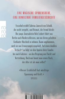 Ein Buchrücken mit Text über eine bewegende Familiensuche. Logo von "rororo" links. Himmel und Wolken als Hintergrund.