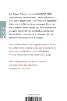 Manfred Geier: Die Brüder Humboldt, Buch