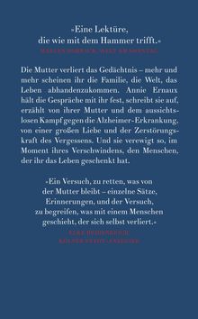 Zitat von Marlen Hobrack: „Eine Lektüre, die wie mit dem Hammer trifft.“ Text über Alzheimer und Verlust von Elke Heidenreich.