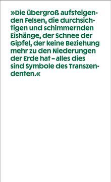 Text: „Die übergroß aufsteigenden Felsen... Symbole des Transzendenten.” auf weißem Hintergrund.