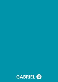 Der Text "GABRIEL" steht links in Weiß. Daneben ein weißes Logo mit einem Blatt in einem Kreis auf türkisem Hintergrund.