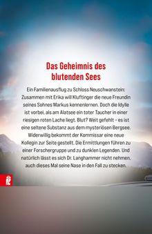 „Das Geheimnis des blutenden Sees“ in roter Schrift. Darunter Text zu einer mysteriösen Substanz in einem Bergsee.