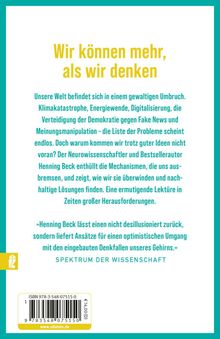 "Wir können mehr, als wir denken." Der Text beschreibt globale Herausforderungen und verspricht Lösungen durch Henning Beck.