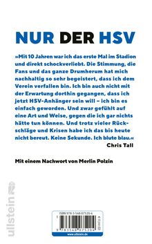 Titel in großen blauen und schwarzen Buchstaben: "NUR DER HSV". Zitat von Chris Tall über seine Verbundenheit.