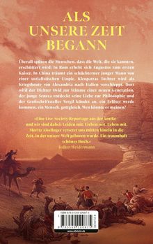 "ALS UNSERE ZEIT BEGANN" in großer gelber Schrift oben. Hintergrund zeigt eine historische Illustration mit Kamelkarawane.
