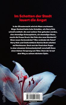 Text: "Im Schatten der Stadt lauert die Angst. In der Silvesternacht wird ein Mann erschossen..." Darunter eine Lilie mit roten Spritzern.