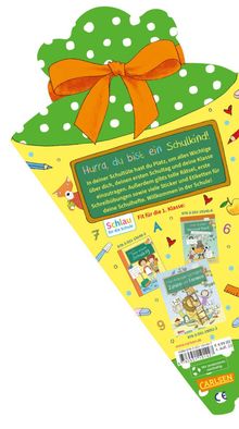 Caroline Fuchs: Schlau für die Schule: Rätselspaß zum Schulstart mit Stickern (Schultüte 2023 grün/gelb), Buch