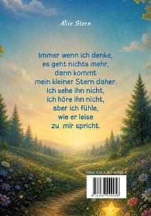 Ein Gedicht über Hoffnung von Alice Stern in einer Illustration eines Pfades durch eine blumenreiche Landschaft bei Sonnenuntergang.