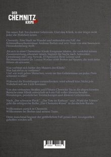 "Der Chemnitz Krimi" steht oben. Untertitel beschreibt einen Fall, ein Geheimnis und Ermittlungen in einer Chemnitzer Klinik.