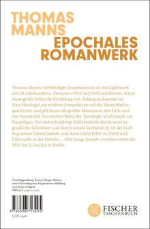"THOMAS MANNS EPOCHALES ROMANWERK" steht in großen Buchstaben. Darunter folgen Beschreibungen zu Manns Josephsroman. Unten ist ein Verlag-Logo.