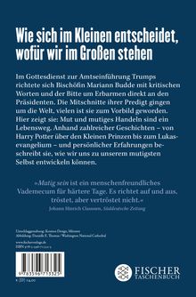 Der Text beschreibt Mut und mutiges Handeln, inspiriert von Mariann Budde. Zitat von Johann Hinrich Claussen. Fischer Logo.