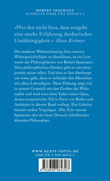 Texte: Zitat von Hans Krämer über denkerische Unabhängigkeit; Beschreibung von Robert Spaemanns Philosophie; Verlagshinweis.