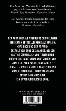 Rezensionen und Texte preisen ein Buch über Mussolinis letzte Jahre, seine Absetzung und Ermordung als „unvergleichliches Epos“.