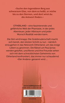 Zitat über einen legendären Berg, Text über Otherland und das Netzwerk, ISBN am Ende. Hintergrund in Orange.