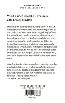 Titel: "Das gespaltene Haus". Untertitel: "Wie die amerikanische Demokratie zum Krisenfall wurde". Zitat von Tilo Kößler.