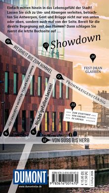 Texte: "Showdown", "Zum Stadttarif", "Weisheit bis zum Himmel". Moderne Architektur mit Backstein und Glas am Wasser.