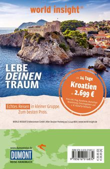 "Lebe deinen Traum. Echte Reisen in kleiner Gruppe. 14 Tage Kroatien ab 2.699 €. Logo oben: 'world insight'."