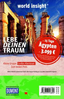 "Lebe deinen Traum" und "15 Tage Ägypten ab 3.099 €". Zeigt ägyptische Tempel und Reiseinfos.