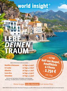 Reiseangebot "Lebe deinen Traum". Golf von Neapel, Amalfiküste & Cilento ab 2.750 € inkl. Flug. Malerische Küstenlandschaft.