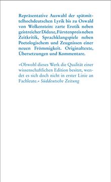 Deutsche Lyrik des späten Mittelalters, Buch