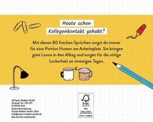 Heute schon Kollegenkontakt gehabt? Mit diesen 80 frechen Sprüchen sorgst du für Humor am Arbeitsplatz. Illustrationen von Büroartikeln.