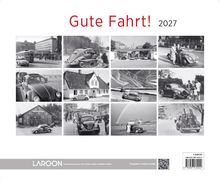 Text: "Gute Fahrt! 2027"

Beschreibung: Eine Collage aus vintage Autoaufnahmen, hauptsächlich mit Käfern, in unterschiedlichen Szenen und Orten.