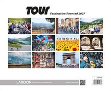 "TOUR - Faszination Rennrad 2027" in großen Buchstaben. Eine Collage von Radfahrbildern und Landschaften.