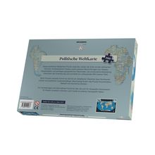 "Politische Weltkarte" steht in der Mitte. Puzzle mit 500 Teilen, ideal für Geografieinteressierte. Ab 8-99 Jahre.