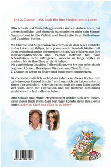 „Die 2. Chance – DAS Buch für Ihre Motivation im Leben.“ Zwei Fotos, ein Mann und eine Frau. Illustration: Katze mit Sonnenbrille.