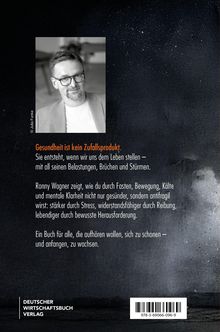 "Gesundheit ist kein Zufallsprodukt." Text über Fasten, Bewegung, Kälte. Porträtfoto eines Mannes links, Verlag unten links.