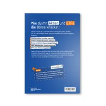 Text: "Wie du mit Aktien und ETFs die Börse knackst! Qualitätsaktien sichtbar machst, Dividendenzahler erkennst, Anlagestrategie findest." 

Hintergrund: Blau, enthält Bonus-Hinweis mit "Aktienfinder" Logo. 