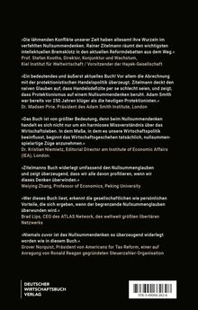 Texte von Experten loben Rainer Zitelmanns Buch über Nullsummendenken. Unten: Deutscher Wirtschaftsverlag-Logo, ISBN.