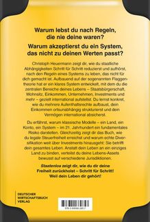 Warum lebst du nach Regeln, die nie deine waren? Gelber Hintergrund, schwarzer Textblock, Logo unten links.