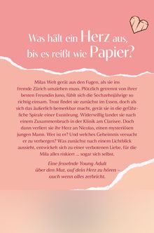 Der Text fragt: "Was hält ein Herz aus, bis es reißt wie Papier?" Ein zerrissenes Herz-Logo ist oben rechts.