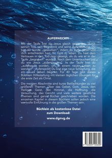 Ein Text über die Bedeutung der Taufe, innere Erneuerung und geistliche Themen, vor blauem Hintergrund mit Wasser.