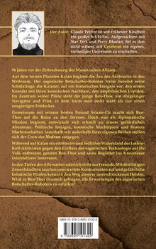 Ein Porträt von Claude Peiffer, daneben ein Text über eine Sci-Fi-Geschichte auf dem fernen Planeten Kalan. ISBN sichtbar.