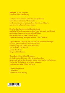Gelber Hintergrund mit rotem und schwarzem Text; Beschreibung eines Buches über persönliche Verantwortung und Freiheit.