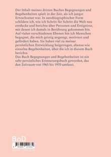 Text erklärt autobiografisches Buch von Begegnungen 1965–1970. Unten ist ein "BoD"-Logo und Preise. Hintergrund ist rosa.