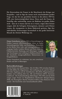 Rückseite eines Buches mit Text über Frauen im Zweiten Weltkrieg, ein Autorbeschreibung über Otmar Gotterbarm und Buchinfos. Foto eines älteren Mannes unten rechts.