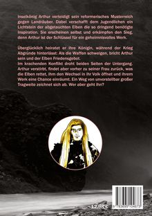 Inselkönig Arthur verteidigt sein Reich gegen Landräuber. Unten ist eine Illustration eines Mannes mit langem blondem Haar.