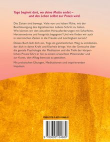Text: "Yoga beginnt dort, wo deine Matte endet – und das Leben selbst zur Praxis wird." Farbverlauf von rosa zu gelb.