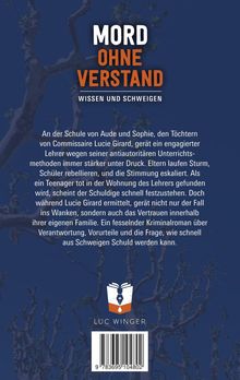 „Mord ohne Verstand. Wissen und Schweigen.“ Krimi über Vertrauen und Schweigen, an Schule spielen Konflikte auf. Autor: Luc Winger.