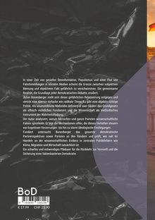 Text über Desinformation und Politik, Analyse von Faktenignoranz, Plädoyer für evidenzbasierte Demokratie. Links ein Barcode.