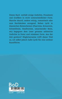 Text über Inhalt von Gedichten, Prosa, Grafiken in klassischer und freier Form. Blaues Hintergrunddesign.