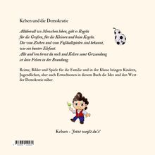 "Kelsen und die Demokratie" beschreibt Regeln und Demokratie. Illustration eines Kindes mit Birne und Fußball.