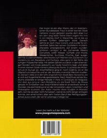 Text: **Der Autor ist ein alter Mann, der im brasilianischen Bundesstaat Piauí...**  
Webseite: **www.josegomespoesia.com**  

Bildbeschreibung: Porträtfoto eines Mannes mit Hintergrund in warmen Farben. Oben viel Schwarz, unten Farben der deutschen Flagge.
