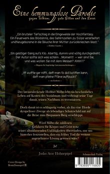 Eine hemmungslose Parodie. Zitate kritisieren ein Buch humorvoll. Illustration: Ein Zwerg liegt auf dem Boden in einer Landschaft.