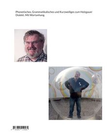 Text: "Phonetisches, Grammatikalisches und Kurzweiliges zum Holzgauer Dialekt. Mit Wortanhang." Zwei Fotos eines Mannes.