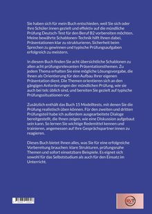 Blauer Hintergrund mit weißem Text zur Beschreibung eines Buchinhalts über die Vorbereitung auf mündliche Prüfungen. Rechts unten ein Logo.