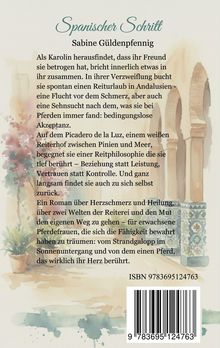 "Spanischer Schritt" von Sabine Güldenpfennig. Text über Herzschmerz, Reiturlaub und Selbstfindung in Andalusien. Illustration zeigt Säulen. ISBN 9783695124763.